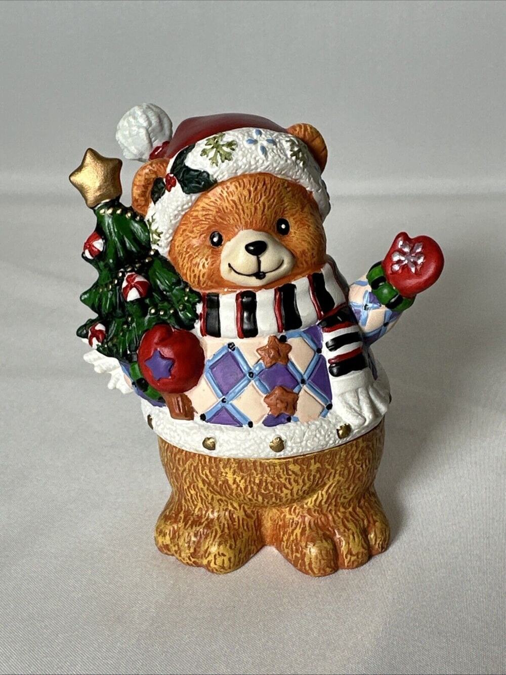 Christmas Bear Figure With Candle With Center Candle